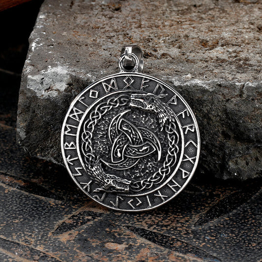 Viking Celtic Wolf Runes Stainless Steel Pendant