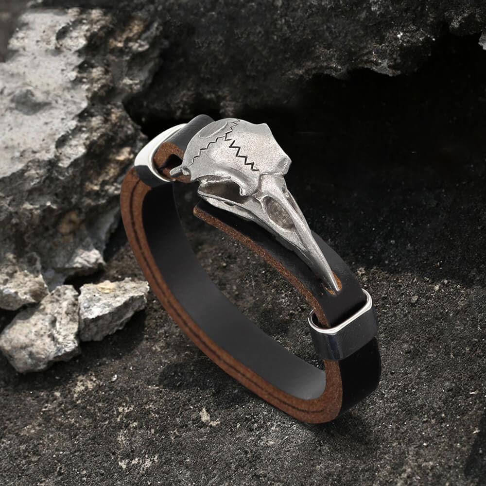 Viking Crow Head Stainless Steel Bracelet
