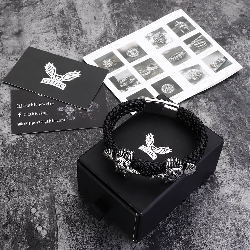 Viking Ravens Stainless Steel Braided Bracelet