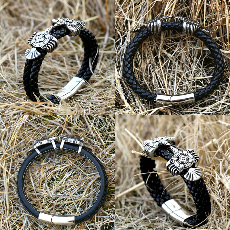 Viking Ravens Stainless Steel Braided Bracelet