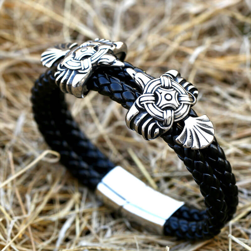 Viking Ravens Stainless Steel Braided Bracelet