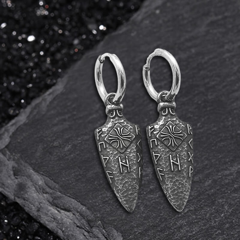 Viking Runes Arrow Stainless Steel Earrings