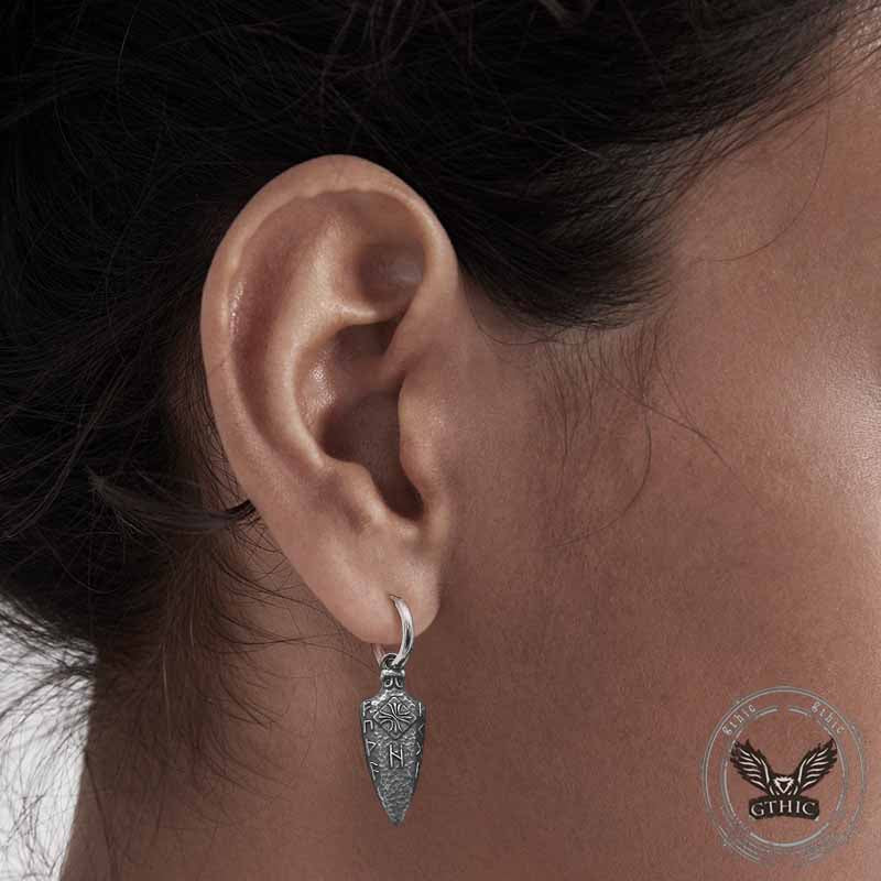 Viking Runes Arrow Stainless Steel Earrings