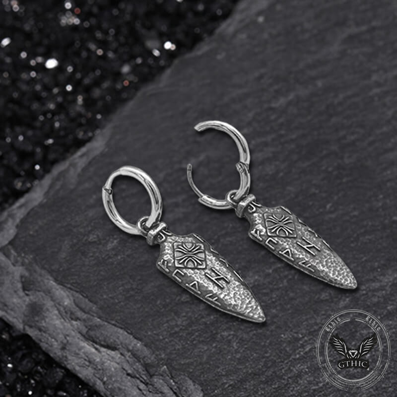 Viking Runes Arrow Stainless Steel Earrings