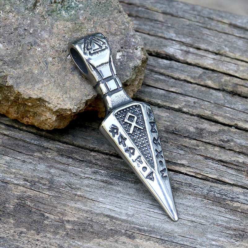 Viking Runes Spear Head Stainless Steel Pendant