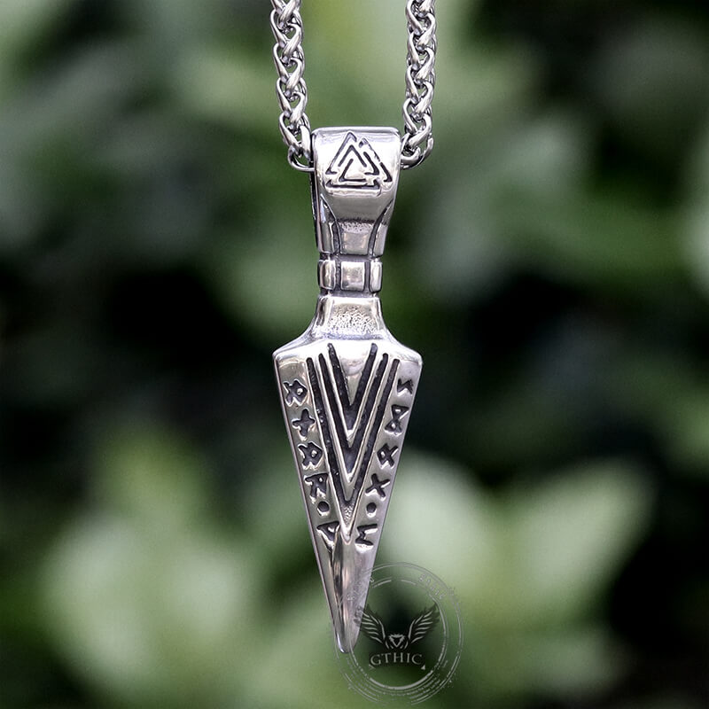 Viking Runes Spear Head Stainless Steel Pendant