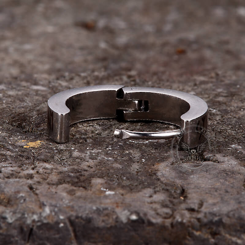 Viking Runes Stainless Steel Huggie Earrings