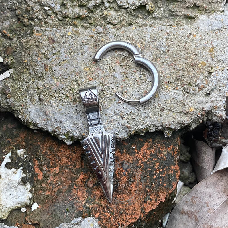 Viking Spear Head Valknut Stainless Steel Earrings