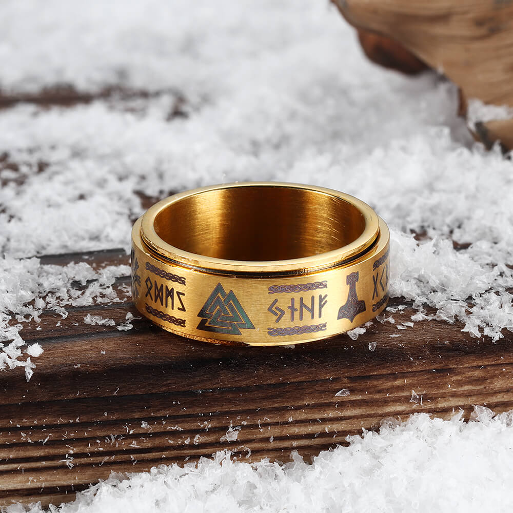 Viking Symbol Stainless Steel Spinner Ring