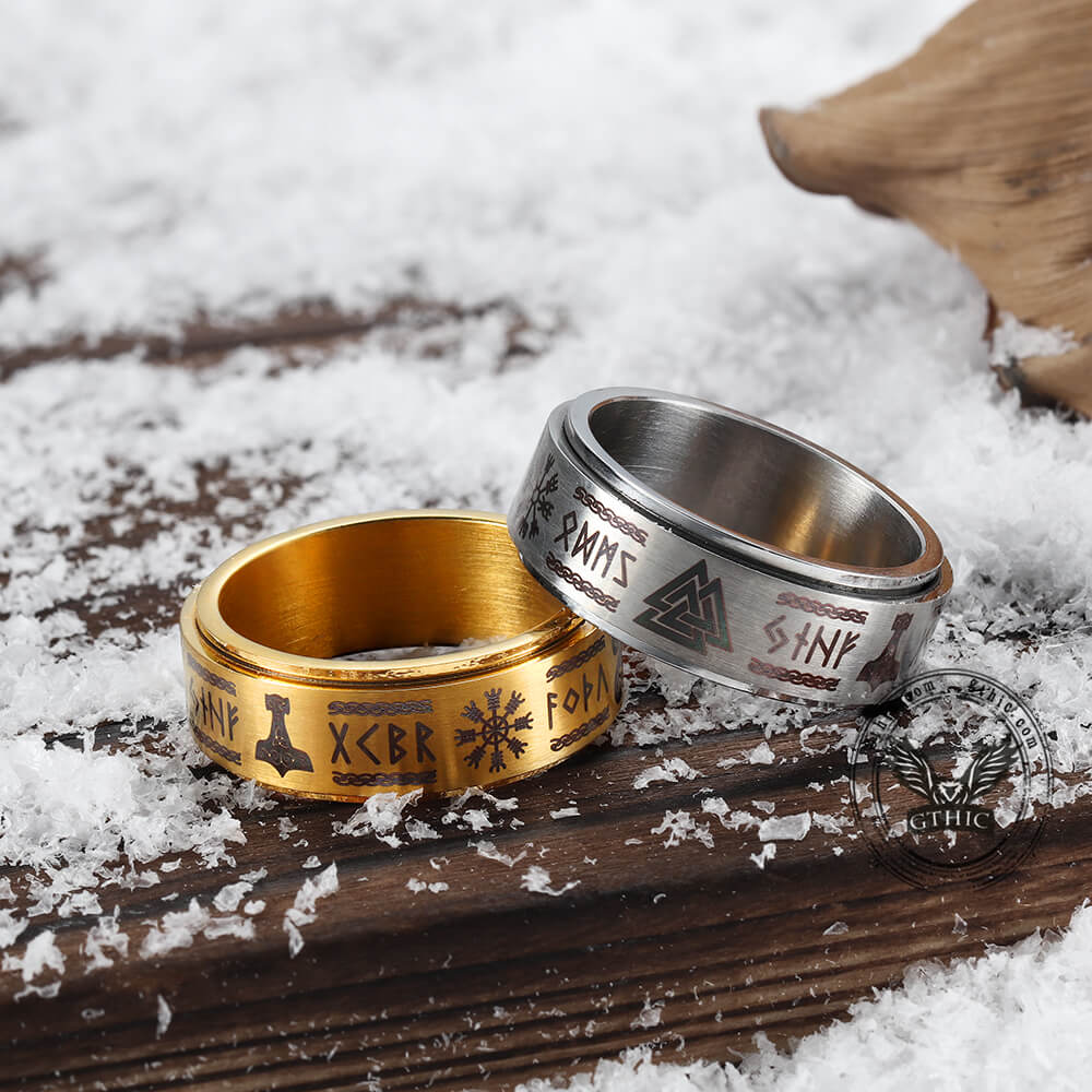 Viking Symbol Stainless Steel Spinner Ring
