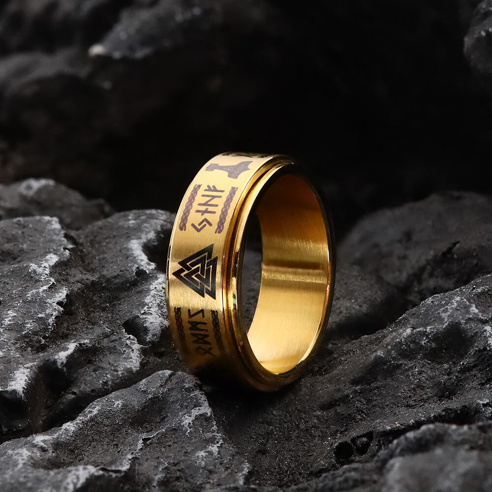 Viking Symbol Stainless Steel Spinner Ring