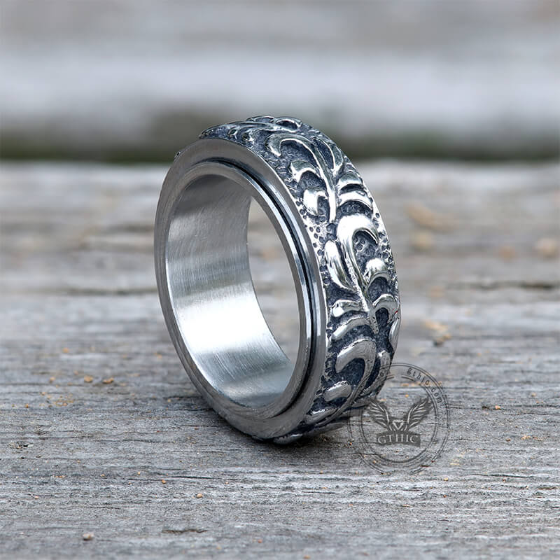 Vine Pattern Stainless Steel Spinner Ring