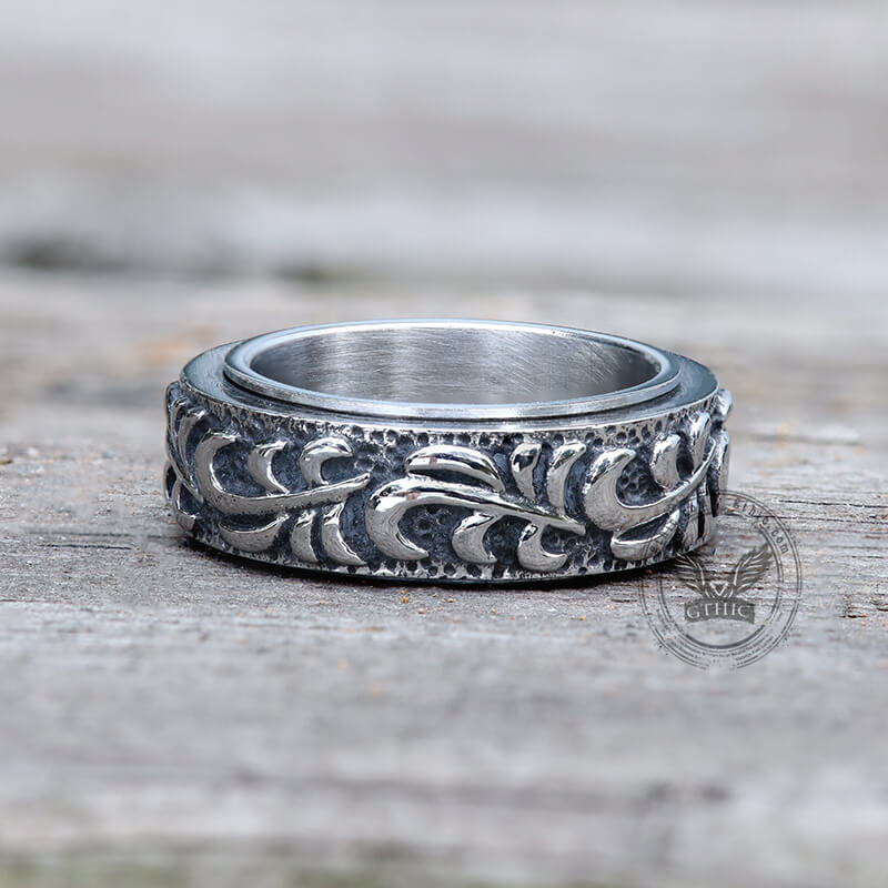Vine Pattern Stainless Steel Spinner Ring