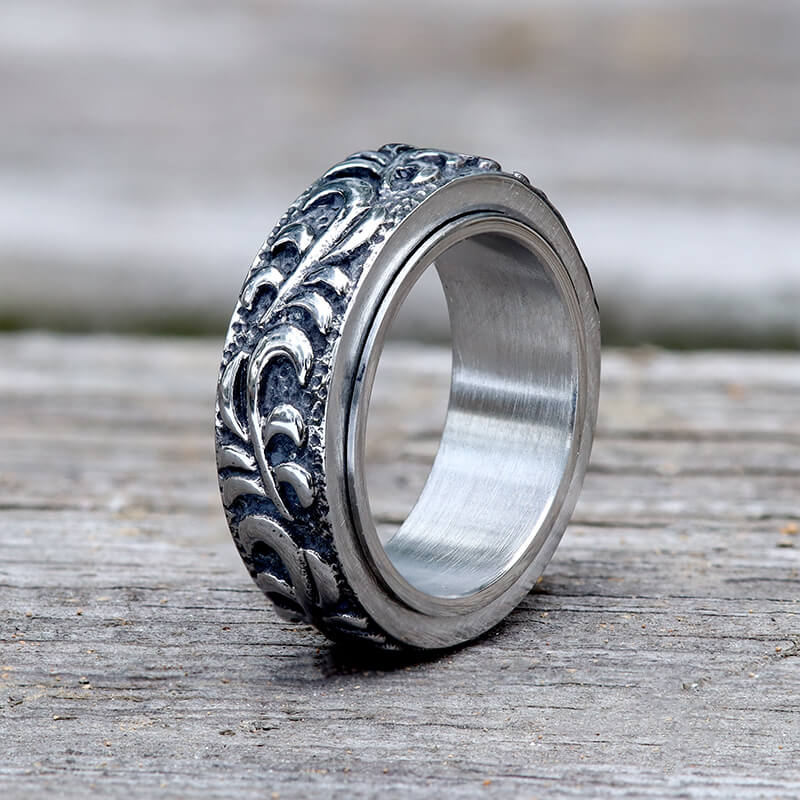 Vine Pattern Stainless Steel Spinner Ring