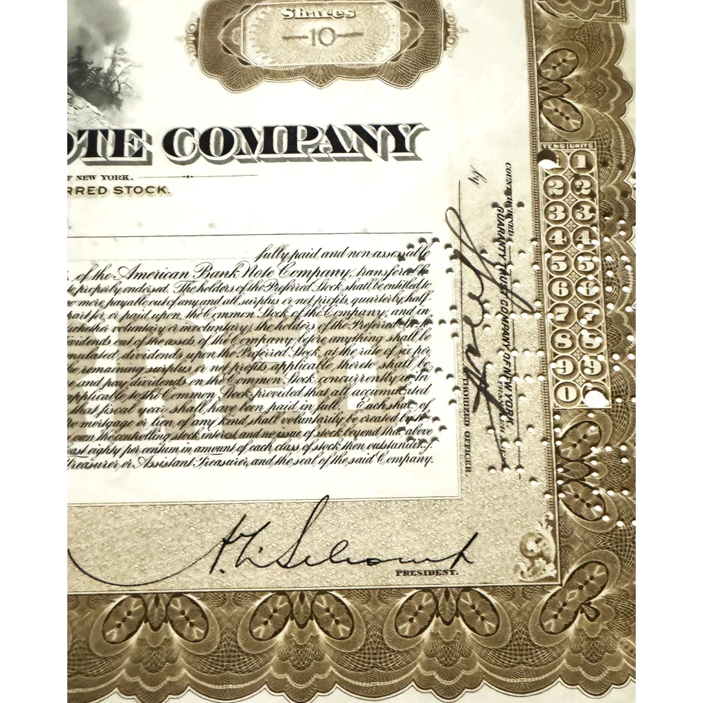 Rare American Bank Note Stock Certificate From the Roaring 20s