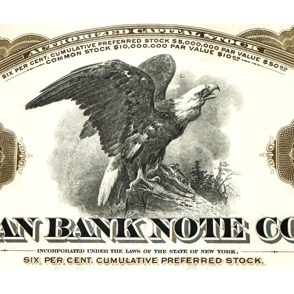 Rare American Bank Note Stock Certificate From the Roaring 20s