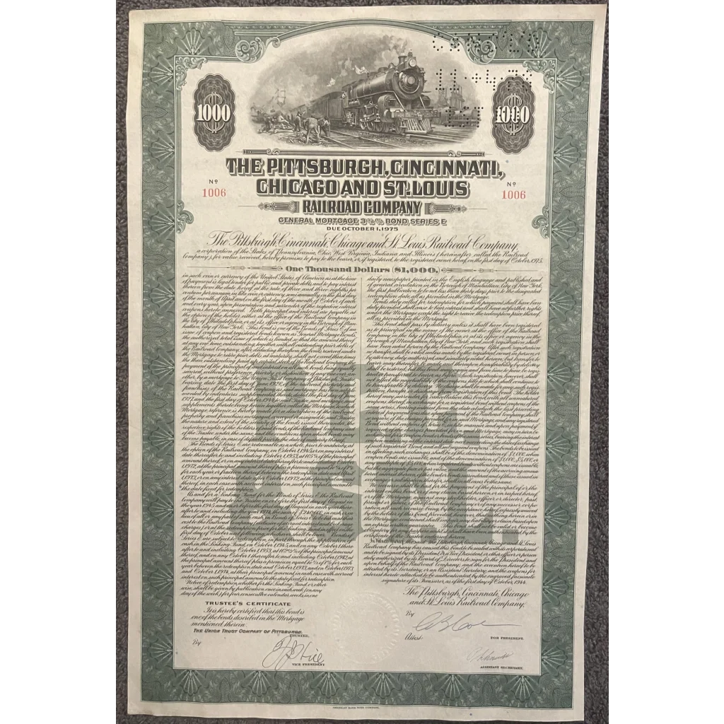 Rare 1944 Railroad Antique Vintage Bond Certificate Unearthed
