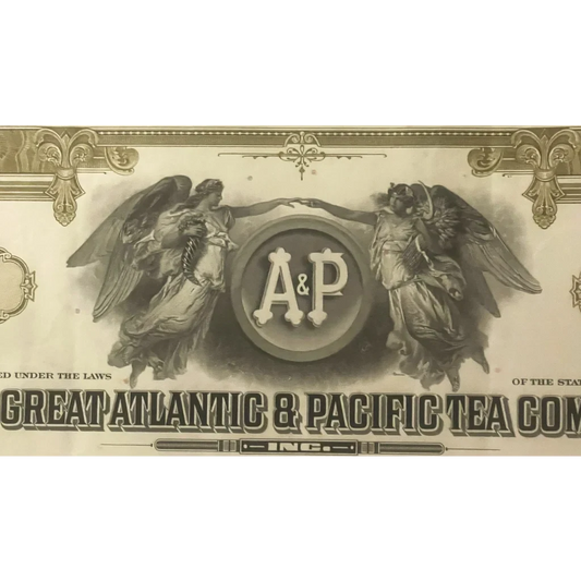 Rare A&P Stock Certificate Vintage Green 1950s 1970s Collectible