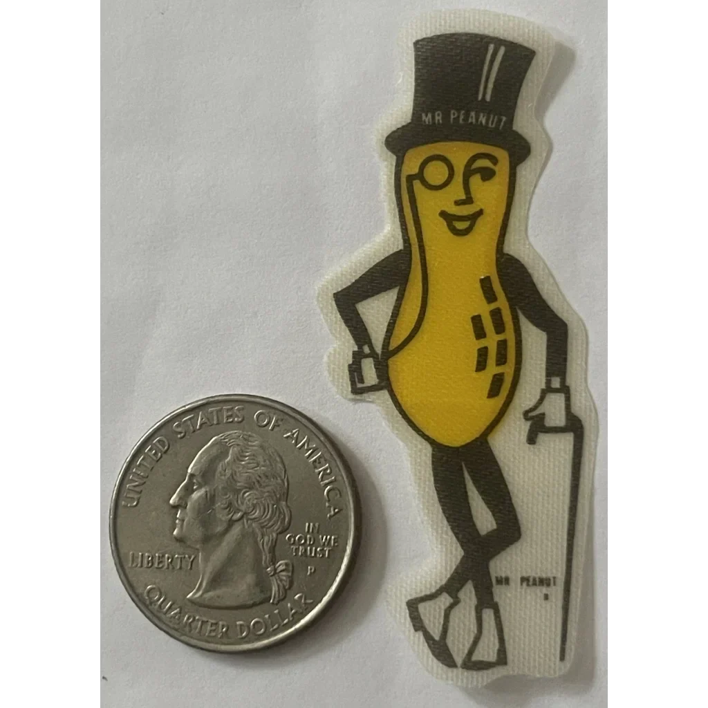 Rare 1950s Planters Mr. Peanut Cloth Sticker Antique Gift Find