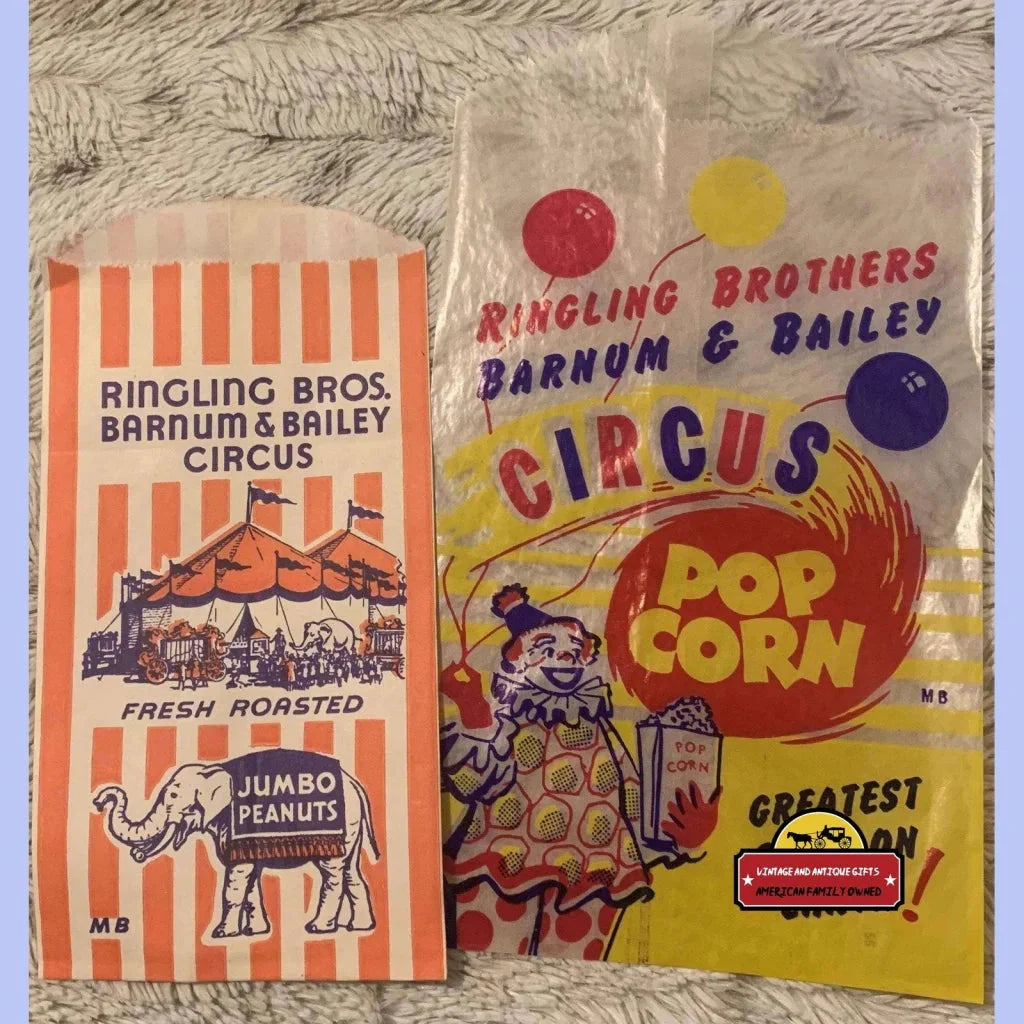 Rare Ringling Bros Circus Popcorn Bags from the 1950s