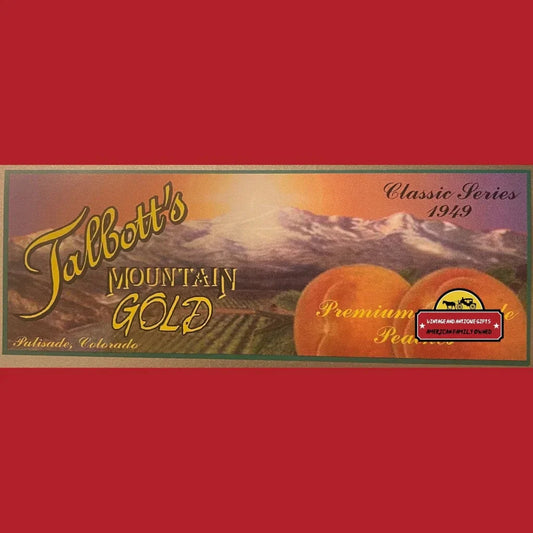 Vibrant 1950s Talbotts Peaches Crate Label from Palisade Colorado