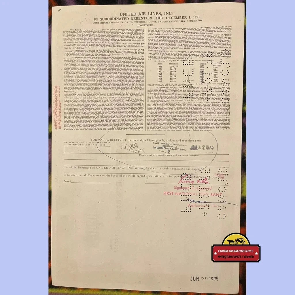 Rare United Air Lines Antique Stock Certificate Soars into View