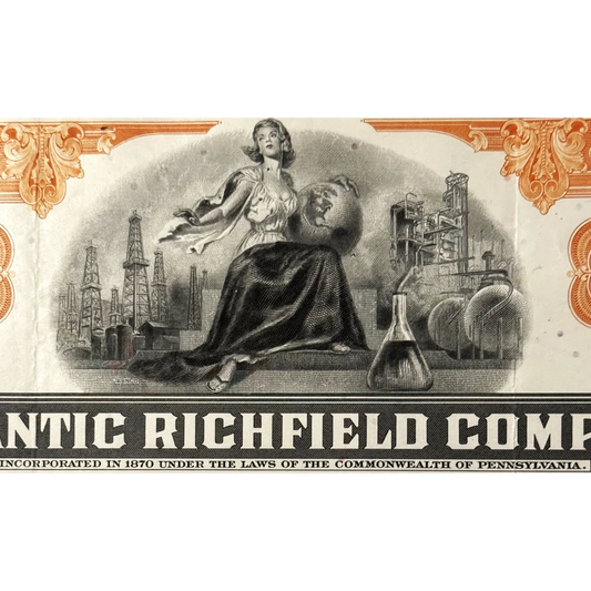 Rare Vintage 1960s Atlantic Richfield Stock Certificate ARCO Americana