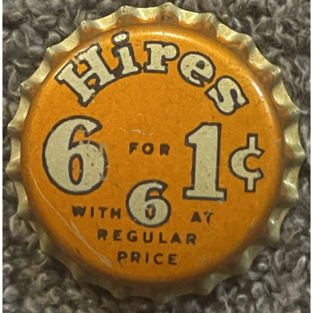 Authentic 1950s Hires Root Beer Cork Bottle Cap Collectible