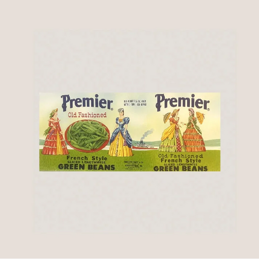 Vintage 1960s Premier: Victorian Ladies Steamboat Can Label