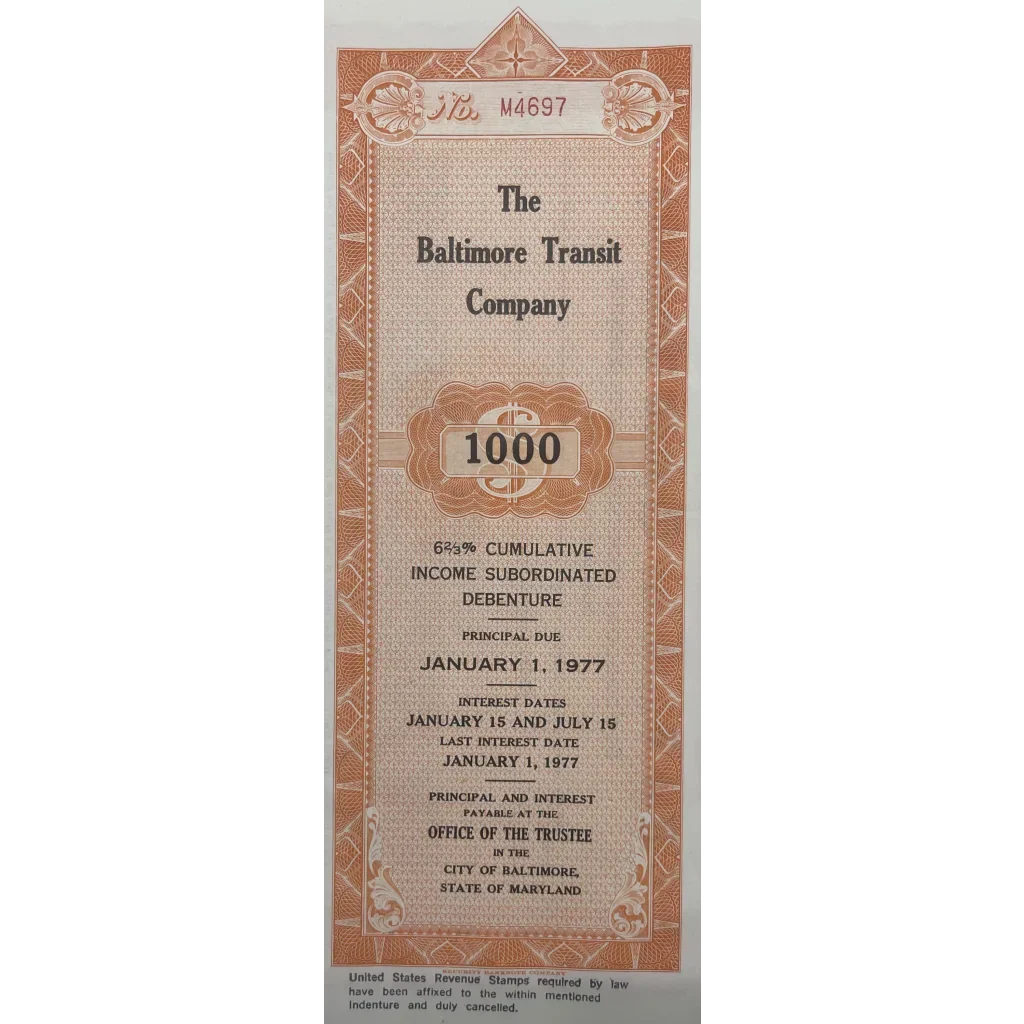 Rare 1966 Baltimore Transit Gold Bond Certificate Unearths History