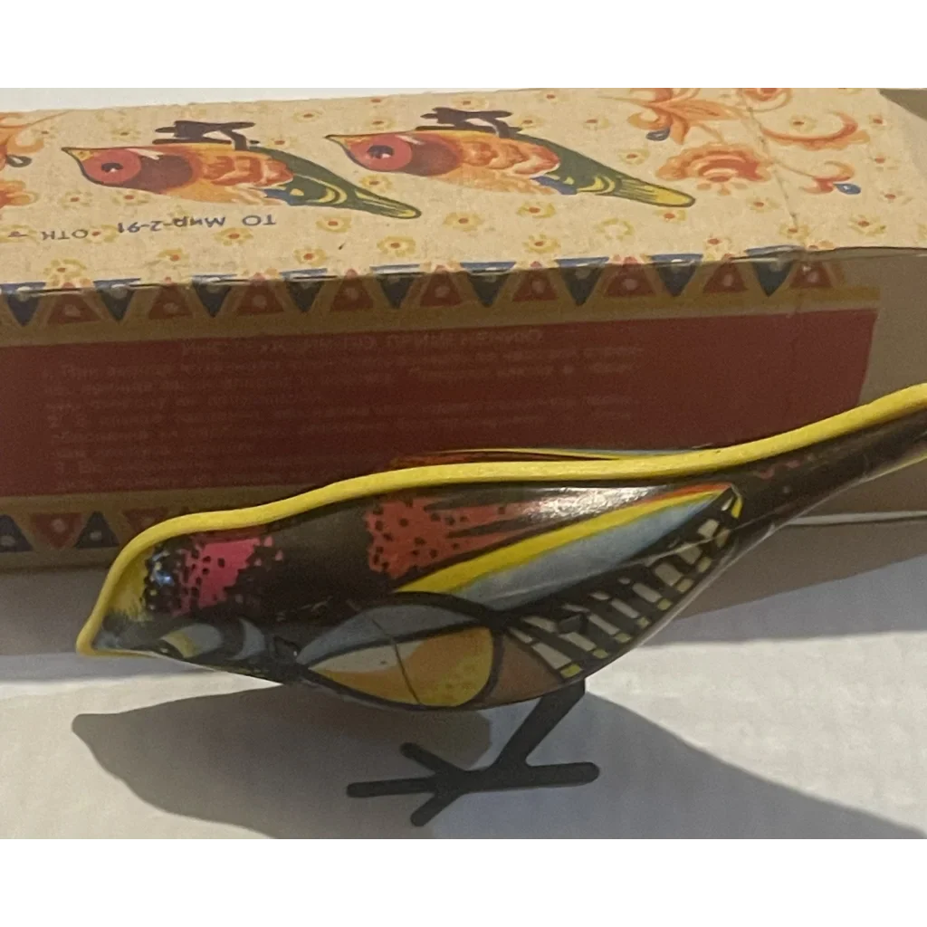 Rare Vintage Tin Pecking Goldfinch Collectible Toy from the 70s 80s