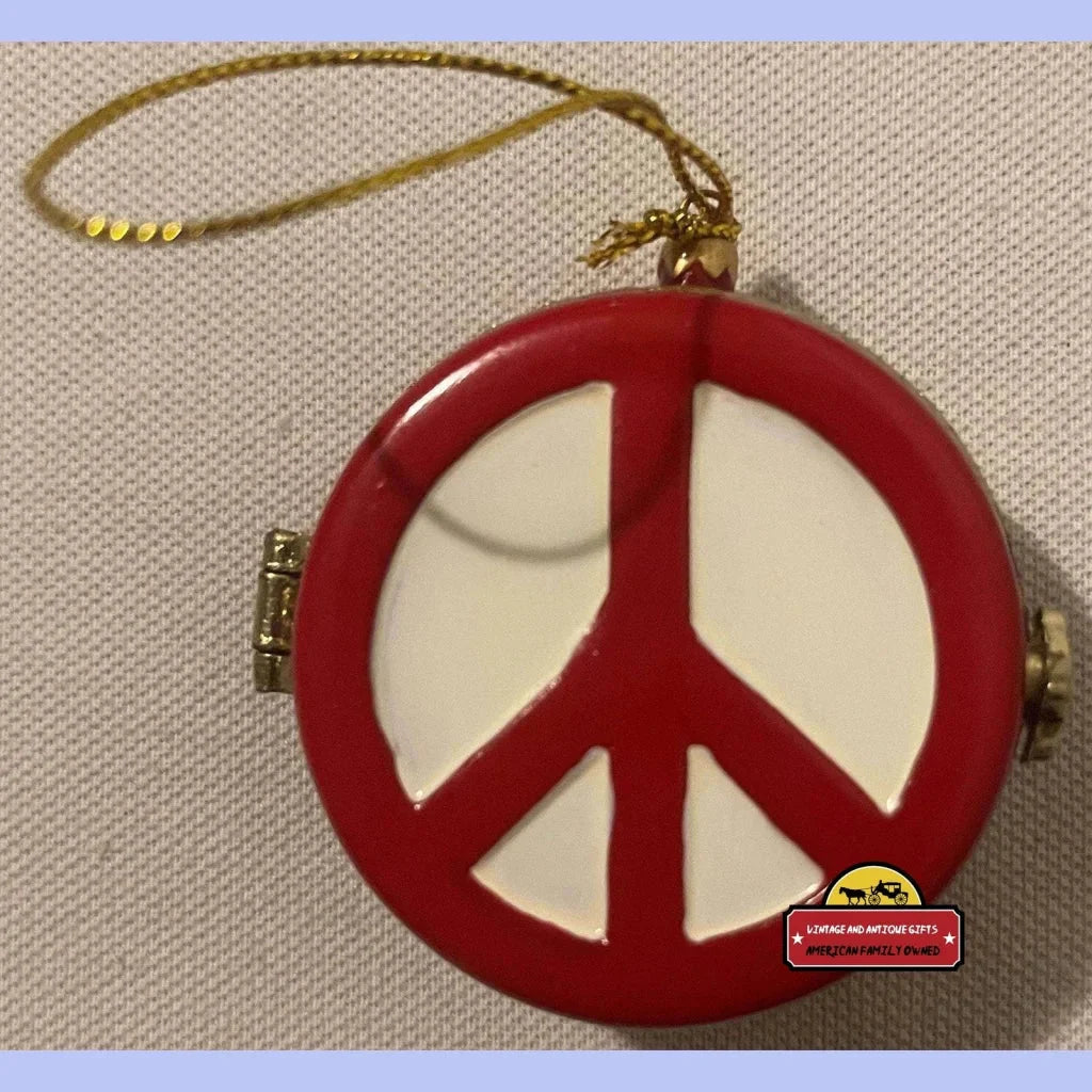 Groovy 1970s Porcelain Peace Sign Christmas Tree Ornaments
