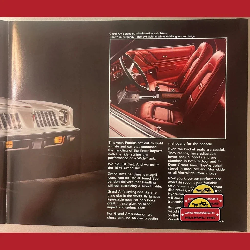Vintage 1974 Pontiac Grand Am Dealer Brochure, Pontiac, MI, USA Icon, RIP 2010!