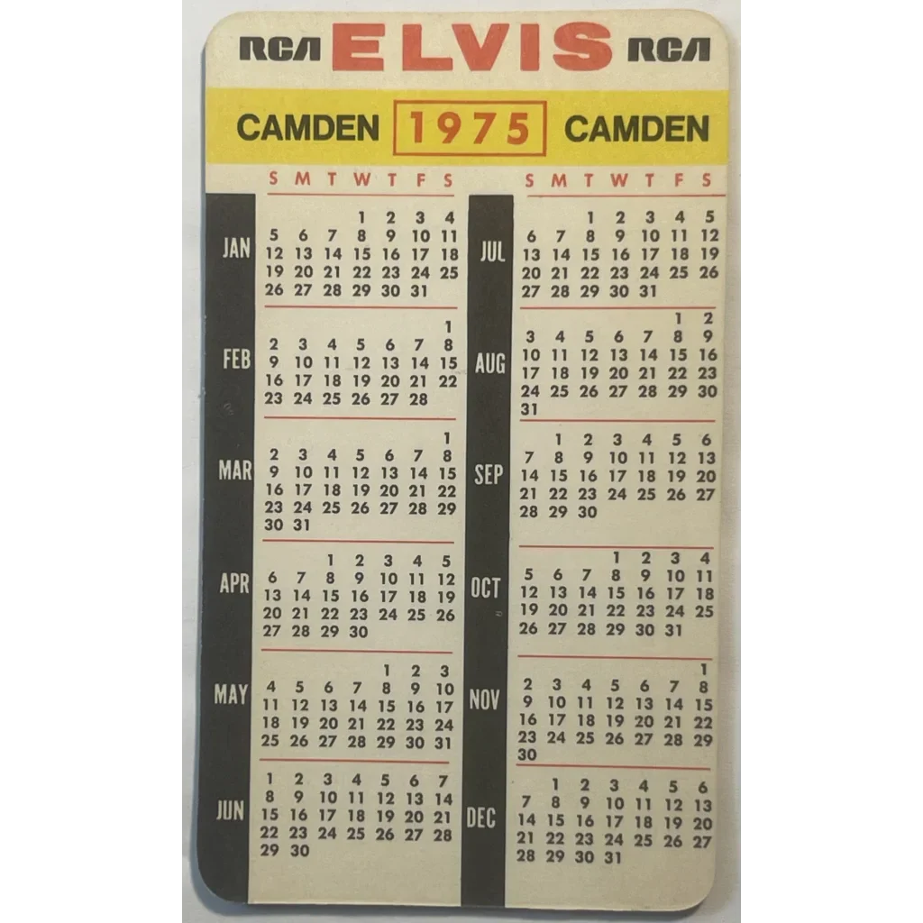Rare 1975 Elvis Presley Card Calendar Rocks Music History