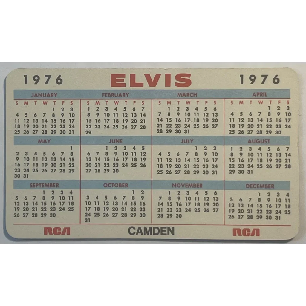 Rare 1976 Elvis Presley Card Calendar Rocks Collectors World