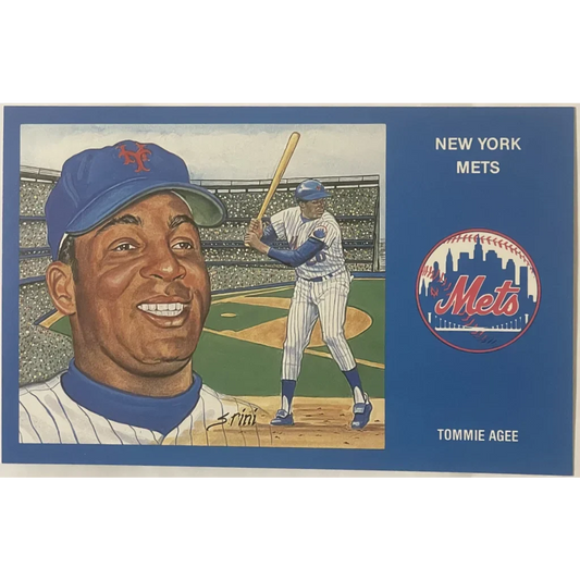 Rare 1980s Limited Edition Tommie Agee NY Mets Collectible Postcard