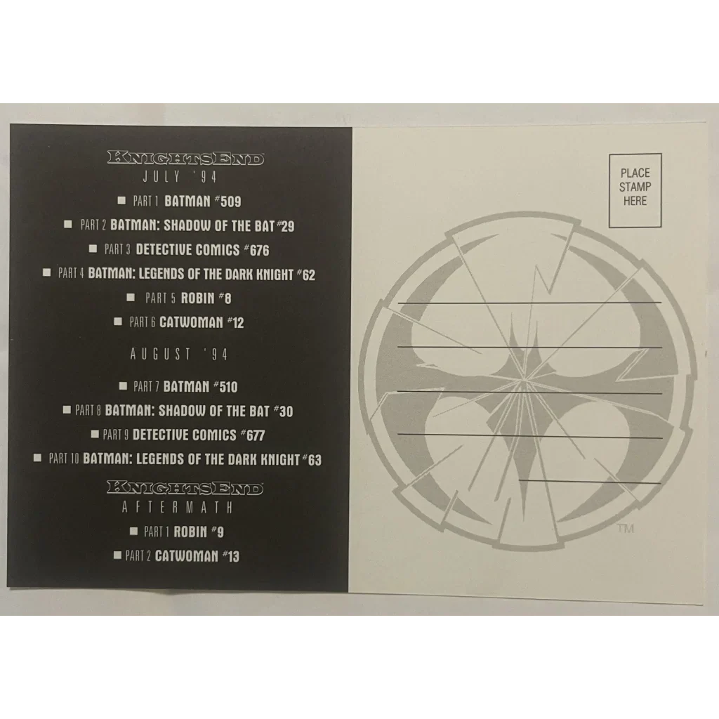 Rare Graham Nolan Batman Postcard Antique Gift for DC Fans