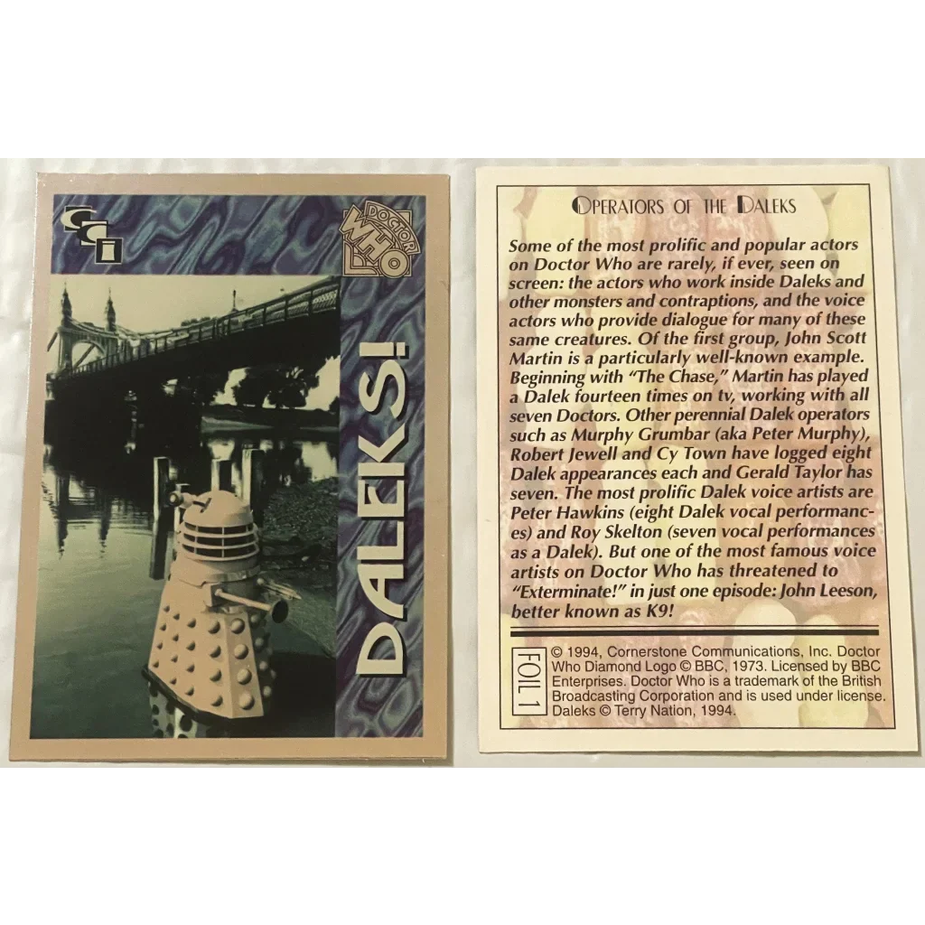 Vintage 1990s Doctor Who Dalek Trading Card Exterminate Nostalgia