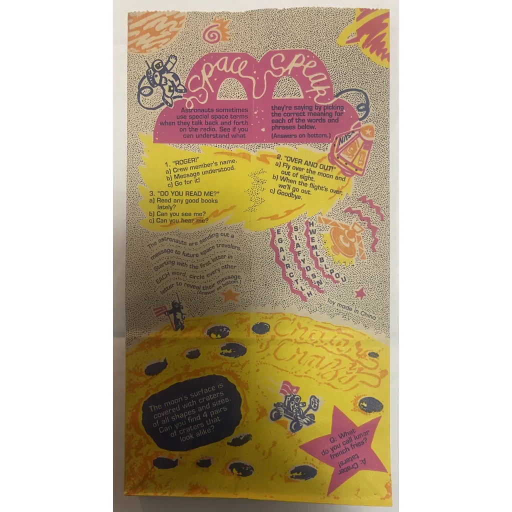 Rare 90s McDonalds Space Happy Meal Bag Thrills Collectors