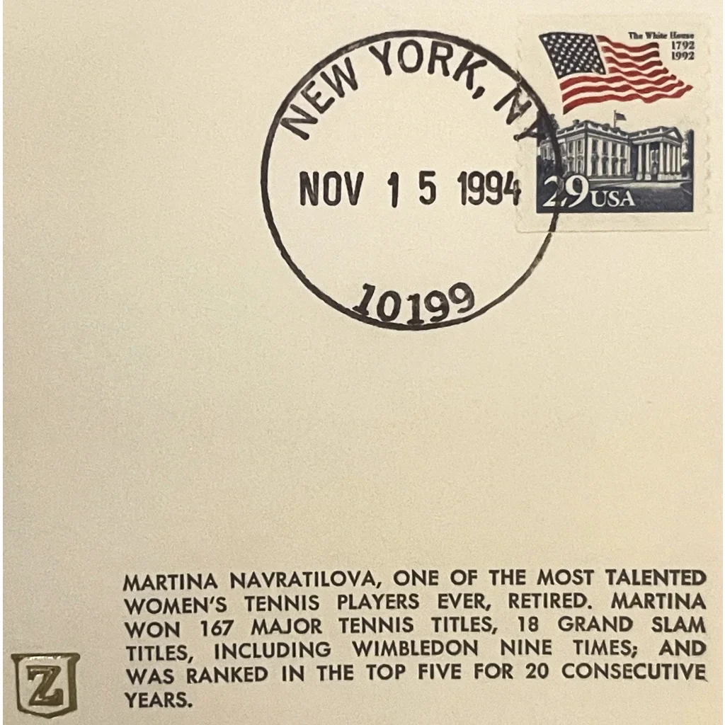 Rare Martina Navratilova Retires Tennis Envelope Collectible