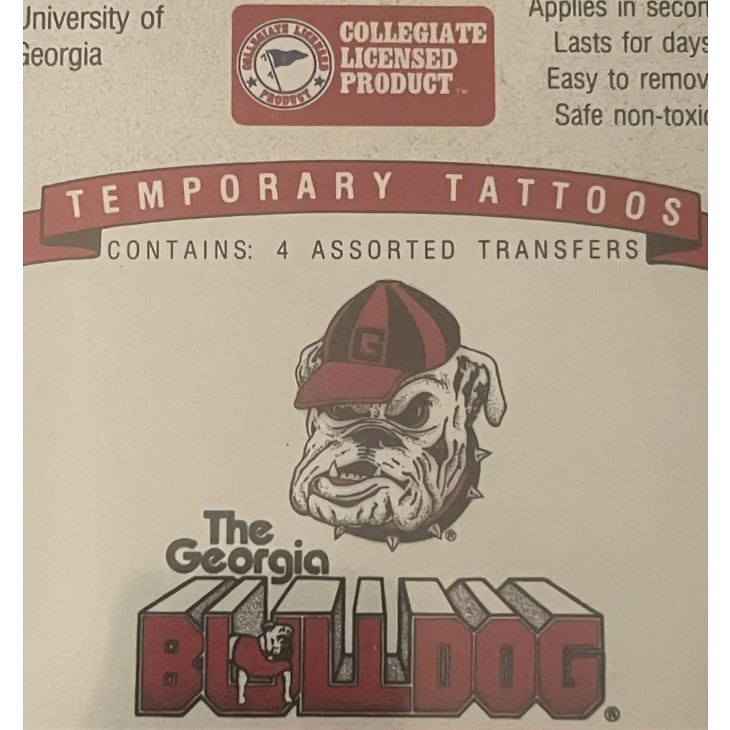 Rare Georgia Bulldogs 1994 Temporary Tattoos Antique Gift