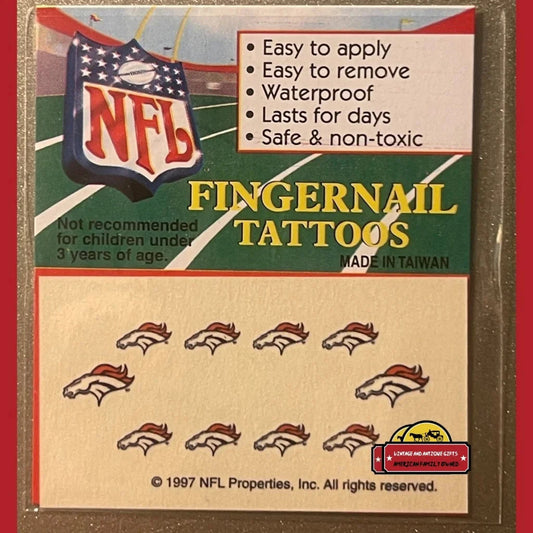 Retro NFL Fingernail Tattoos Denver Broncos 1997 Team Spirit