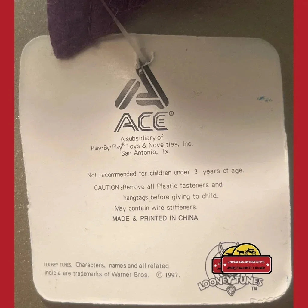 Rare 1997 Looney Tunes Roadrunner Plush Toy with Original Tag