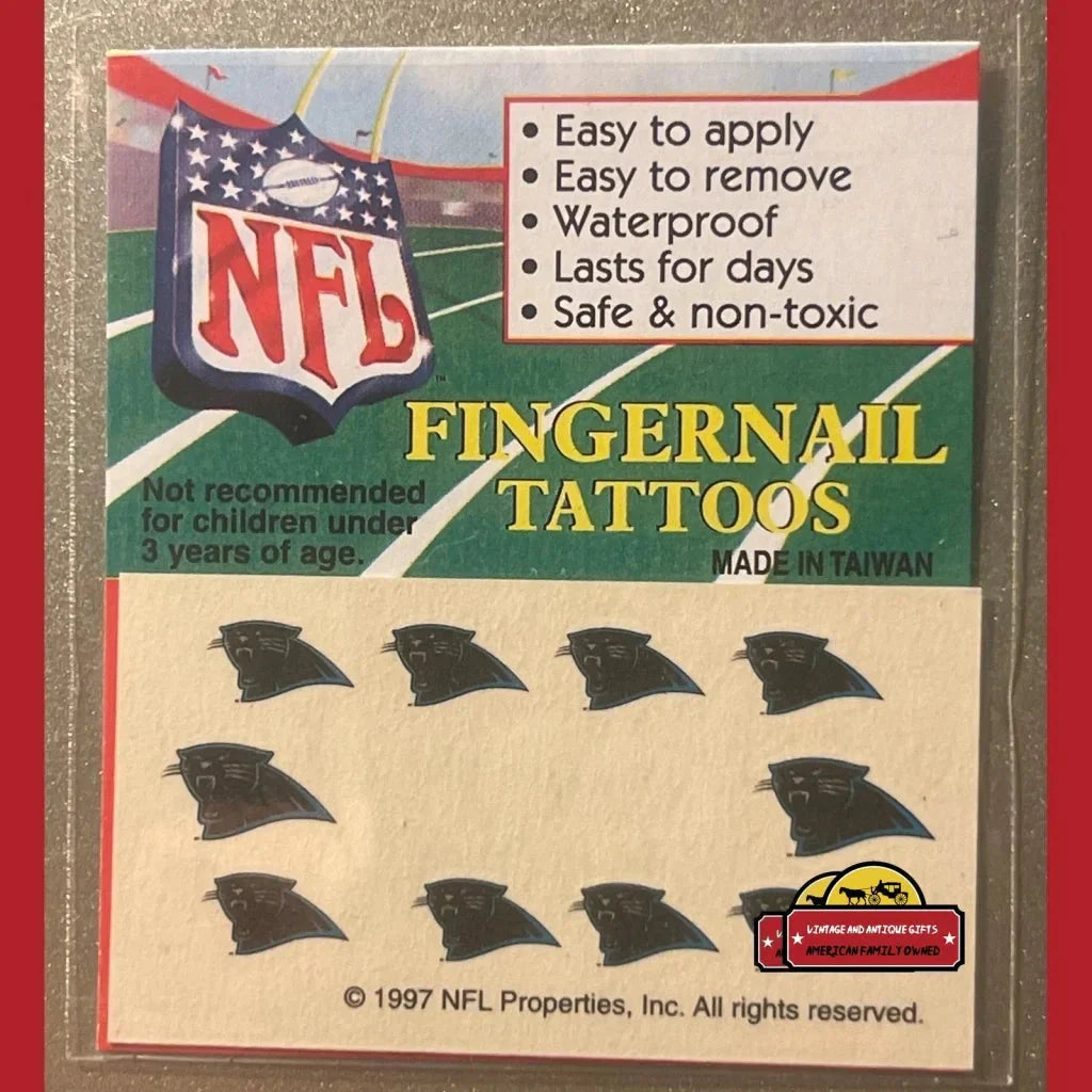 Vintage Carolina Panthers NFL Fingernail Tattoos for Game Day