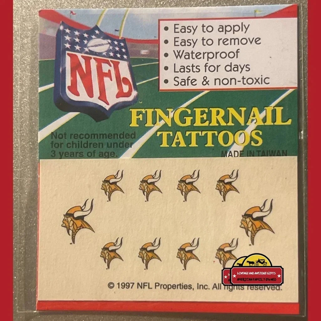 Rare 1997 Minnesota Vikings NFL Fingernail Tattoos Unleashed