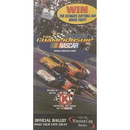 Rare 2001 Winston Cup Ballot NASCAR Collectible