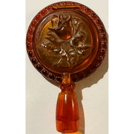 Vintage Amber Compact Set with Two Mirrors in Good Condition