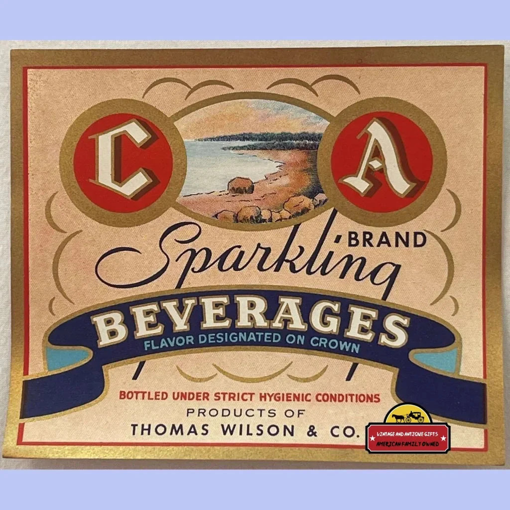 Rare 1930s C A Sparkling Beverages Antique Vintage Label