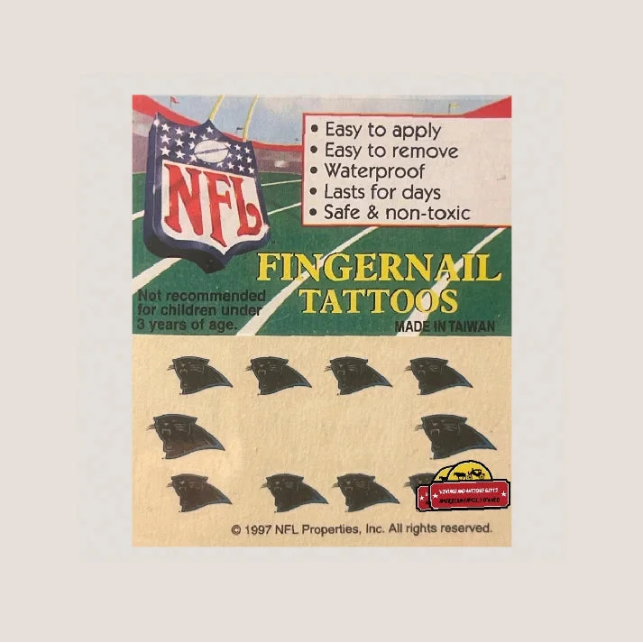 Vintage Carolina Panthers NFL Fingernail Tattoos for Game Day
