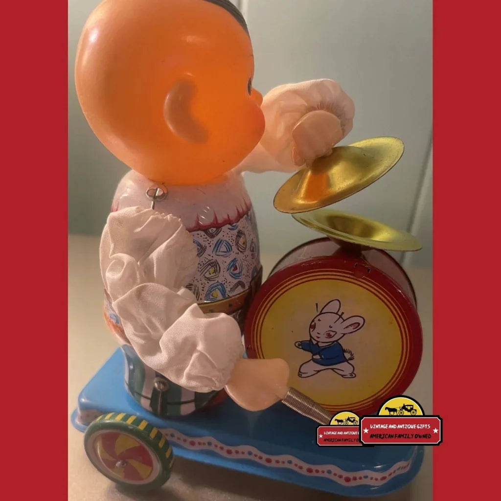 Nostalgic Vintage Clockwork Tin Boy Drummer Toy Works Perfectly